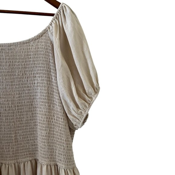 Ivy City NEW Sienna Smocked Tiered Maxi Dress In Cream Size 3X - Picture 10 of 14